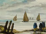 Awaiting the Catch by Markey Robinson, gouache on board, sold Jan 2025