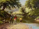 Charles McAuley, Waiting for the Bite, oil on canvas