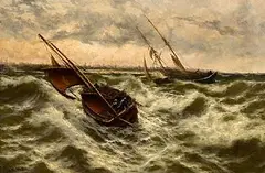The Harbour Bar, Off Garleston by Thomas Rose Miles, oil on canvas, sold Jan 2025