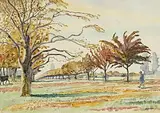 Harry Kernoff, Autumn Day, Phoenix Park, watercolour on paper