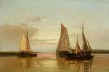 Abraham Hulk, Sail Boats at Sunset, oil on canvas