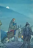 Mícheál MacLíammóir, Travellers in Moonlight, pen, ink and wash on paper
