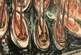 Evie Hone, Boats in the Quay, mixed media on paper