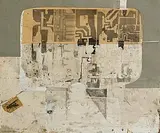 Neville Johnson, Sixth Day, acrylic and collage on board