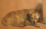 William Osborne, Let Sleeping Dogs Lie, 1901, watercolour on paper