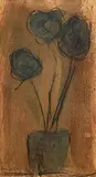 Basil Blackshaw, Vase of Flowers, oil on card