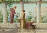Henry Ryland, Plucking Grapes, watercolour on paper laid on board