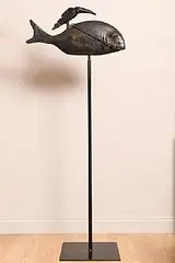 Bird and Fish by Patrick O'Reilly, patinated bronze - number 2 from an edition of 8, sold Jan 2025