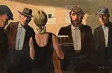 Ted Jones, The New Barmaid, oil on canvas