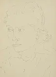 Elizabeth Rivers, Portrait of Hilary Heron, ink on paper