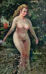 Patrick Leonard, Suzanna and the Elders, oil on board