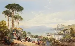 Baia, Bay of Naples by Thomas Miles Richardson Jnr., watercolour on paper, offered Jan 2025