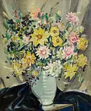 Marjorie Henry, Still Life - Vase of Flowers, oil on board