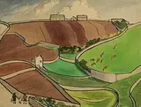 Medora Heather Bent, Cape Cornwall, gouache and ink on card