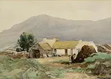 Frank McKelvey, Farmyard, Donegal, watercolour on paper