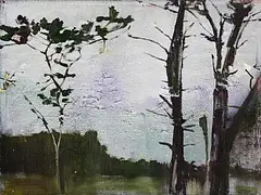 Rugby Ground Skibb by Elizabeth Magill, 2001, oil on canvas, sold Jan 2025