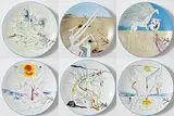 Salvador Dali Spanish, Conquest du Cosmos, set of 6 numbered Limoges porcelain plates from an edition of 4000
