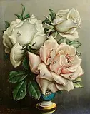 Irene Klestova, Roses, oil on board