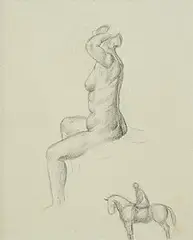 Countess Markievicz, Nude and Horse Study, charcoal