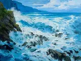 Annemarie Bourke, Tumbling Waves, oil on canvas