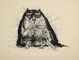 Ronald Searle, Psychedelic Cat, 1968, original six colour lithograph - number 74 from an edition of 90