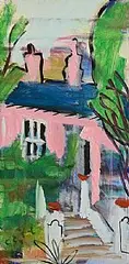 The Pink Presbetery by Elizabeth Cope, 2002, oil on canvas, sold Jan 2025
