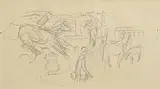 Mainie Jellett, Hunting in Limerick, pencil on paper - design for the Pavillion at World Fair, Glasgow