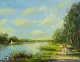 Norman J. McCaig, Dinghies on Lough Ree, oil on canvas board