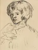 Roderic O'Conor, Girl with Bird, charcoal on paper