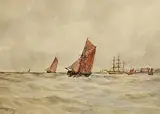 Thomas Bush Hardy British, Sailing Rough Seas, watercolour on paper