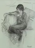 Paddy Campbell, Tea and Sofa, 2002, charcoal on paper