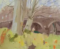 James Nolan, La Touche Bridge, oil on board