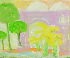 Padraig Macmiadhachain, Lemon Trees with Palms, oil on linen