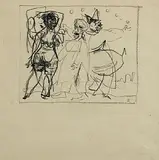Colin Middleton, The Revellers, charcoal on paper