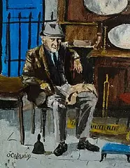 Seamus O'Colmain, The Antique Fair, oil on board