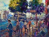 Norman Teeling, College Green, Dublin, oil on board