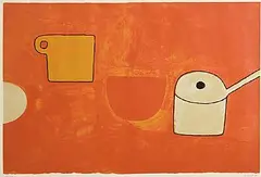 William Scott, Cup, Bowl, Pan, Reds and Ochres, 1970, limited edition screenprint on wove paper - numbered 87 from an edition of 100