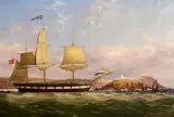 A Barque Passing Roches Point Lighthouse, at the Entrance to Cork Harbour by George Mounsey Wheatley Atkinson, c.1850, oil on canvas, sold Nov 2024