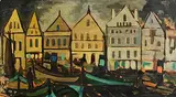 The Claddagh, Galway by Markey Robinson, gouache on board, sold Nov 2024