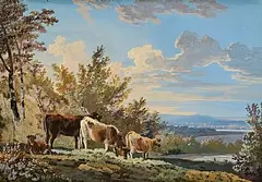 George Barret, Cattle in a Landscape, gouache on paper