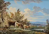 Cattle in a Landscape by George Barret, gouache on paper, offered Nov 2024