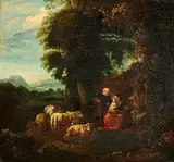 Johann Heinrich Roos, The Newborn, oil on canvas
