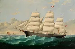 Charles J. Waldron, The Clipper Ship 'Victory' Approaching Fastnet Rock, County Cork, oil on canvas