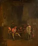 18th Century Flemish School, In the Tavern, oil on board