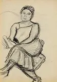 Roderic O'Conor, Seated Lady, charcoal on paper