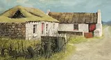 Charles Oakley, Old Cottages, oil on canvas