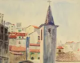 Gerard Dillon, Italian Rooftops, watercolour on paper