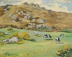 Edith Somerville 'Ce', Rocks and Furze, Knockdrum, 1934, oil on panel