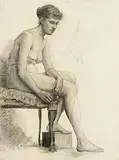Countess Markievicz, Seated Female Nude, pencil on paper