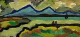Shawlies by the Shore by Markey Robinson, gouache on board, sold Nov 2024